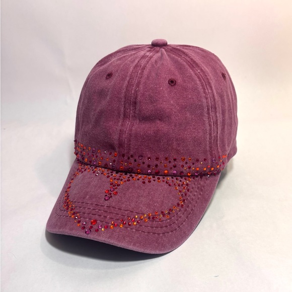 100% Cotton Casual Dusty Rose Rhinestone Bling Hip Hop Style Streetwear Cap Hat - Picture 7 of 9